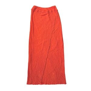 Free People Red Orange Crinkle Jersey Textured Wrap Maxi Skirt‎ XS